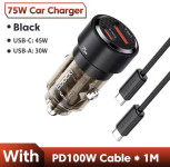 מטען לרכב Toocki 75W: טעינה סופר מהירה ברכב שלך! מטען…